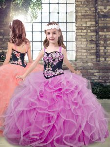 Floor Length Ball Gowns Sleeveless Lilac Little Girls Pageant Dress Wholesale Lace Up