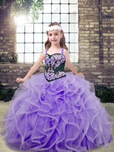 Super Straps Sleeveless Lace Up Little Girl Pageant Dress Lavender Tulle