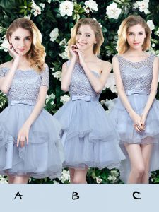 Off The Shoulder Sleeveless Organza Damas Dress Lace and Ruffles and Belt Lace Up
