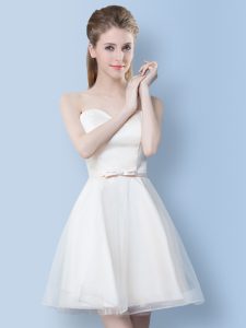 Hot Selling White Sleeveless Tulle Lace Up Quinceanera Court of Honor Dress for Prom and Party