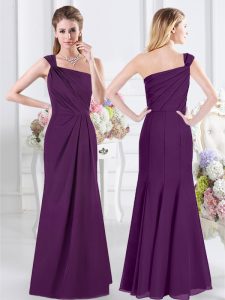 One Shoulder Floor Length Column/Sheath Sleeveless Purple Damas Dress Side Zipper
