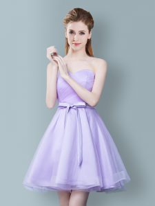 New Style Sweetheart Sleeveless Zipper Quinceanera Court of Honor Dress Lavender Tulle
