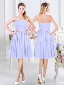 Cheap Ruching Court Dresses for Sweet 16 Lavender Side Zipper Sleeveless Knee Length