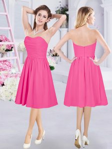 Suitable Hot Pink Sleeveless Chiffon Zipper Damas Dress for Prom and Party and Wedding Party