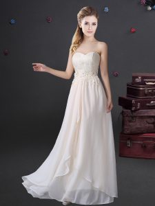 Free and Easy Floor Length Empire Sleeveless White Quinceanera Court of Honor Dress Zipper