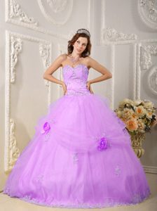 Beautiful Sweetheart Organza Quinceanera Dress with Appliques for Cheap