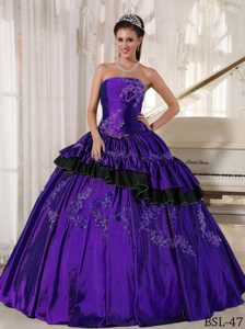 Brand New Strapless Taffeta Beaded Quinceanera Dresses with Ruching