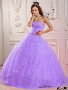 Classical Sweetheart Appliqued Lavender Sweet 16 Dresses Made in Tulle