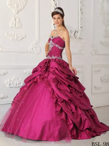 Princess Taffeta and Tulle Quinceanera Dress with Appliques and Beading