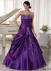 Luxurious Taffeta and Organza Purple Quinceanera Gown Dresses for Fall