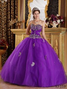 Charming Sweetheart Tulle Eggplant Purple Quince Dresses under 250