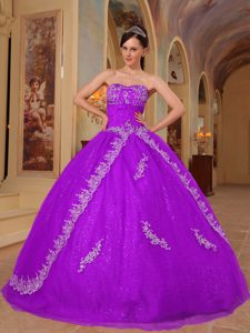 Sweetheart Fuchsia Lace-up Fabulous Quinceaneras Dress with Embroidery