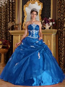 Graceful Teal Strapless Appliqued Quinceanera Dress in Organza and Satin