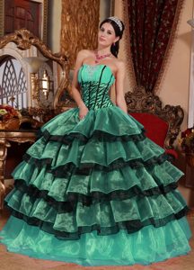 Sweetheart Multi-color Organza Dress for Gowns with Ruffles and Lace Up