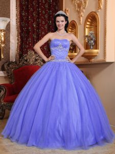 New Purple Sweetheart Tulle and Taffeta Quinceanera Dress with Beading