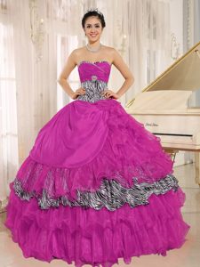 Wholesale Hot Pink Sweet 16 Dress with Ruffles in Organza and Taffeta
