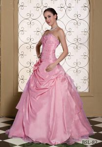 Beaded Taffeta and Organza Quinceanera Dresses with Hand Made Flowers