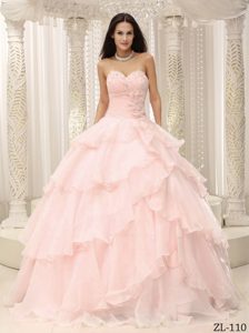Pretty Pink Ruched Quinceanera Dresses with Hand Made Flowers for Cheap