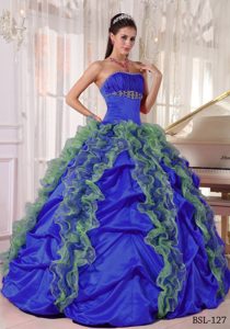 Strapless Organza and Taffeta Beaded Quinceanera Dress with Ruffles in 2014