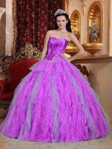 Beautiful Sweetheart Tulle Beaded and Ruched Quinceanera Dress for Cheap