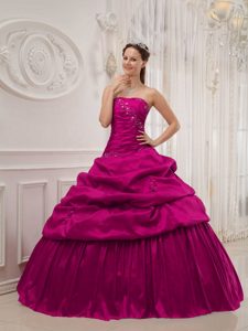 Strapless Taffeta Quinceanera Dresses with Ruffles and Pick-ups on Promotion