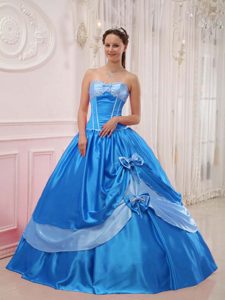 Elegant Sweetheart Satin Beaded Quinceanera Dress with Bowknot for Cheap