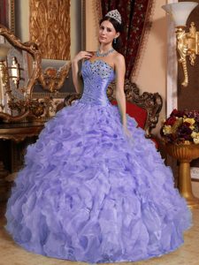 Sweetheart Beaded and Ruffled Fashionable Sweet 15 Dresses in Purple