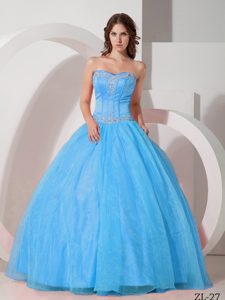 Beautiful Satin and Organza Appliques Quinceanera Dress with Beading