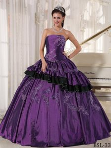 Most Popular Taffeta Beaded Quinceanera Gown Dresses with Appliques