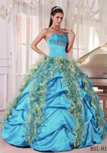 Organza and Taffeta Quinceanera Dress for 2013 with Beading and Ruffles