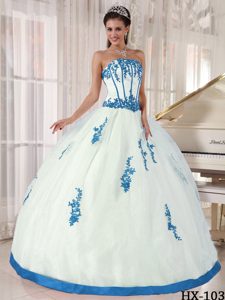 Latest White Satin and Organza Quinceanera Gown Dress with Appliques