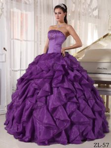 Special Satin and Organza Beaded Quinceanera Gown Dress in Purple