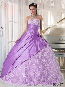 Lovely Taffeta Lace Sweet Sixteen Quinceanera Dresses 2012 in Lavender