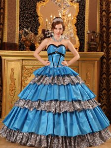 Popular Taffeta Blue Quinceanera Gown Dress for 2015 with Ruffles