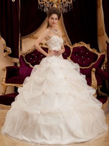 Ivory Satin and Organza Quinceanera Dresses for 2012 with Embroidery