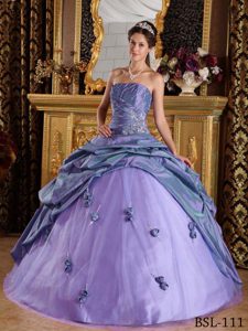 Strapless Taffeta Beaded Purple Quinceanera Dress with Pick-ups in 2013