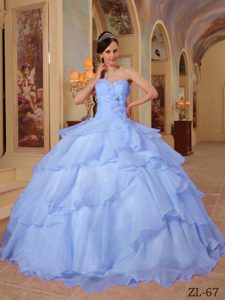 Lilac Ball Gown Sweetheart Beaded Sweet Sixteen Dresses in Organza