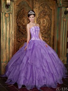 Strapless Sweet 16 Dresses for Wholesale Price in Lavender in Organza