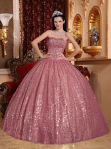 Discount Sweetheart Floor-length Beaded Dress for Quince in Rust Red