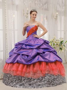 Cheap Multi-colored Quinceanera Gown Dress with Ruffles and Pick-ups on Sale