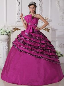 Strapless Floor-length Sweet Sixteen Dresses with Layers and Zebra on Promotion