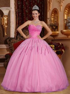 Heart Shaped Neckline Quinceanera Dresses with Sequins and Beads in Hot Pink