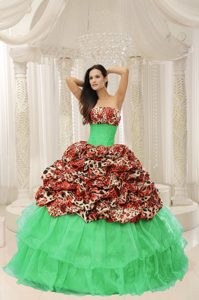Leopard Print Organza Beaded Dress for Quinceanera Dresses in 2013