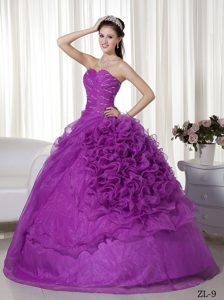 Sweetheart Organza Beaded and Ruched Quinceanera Dress on Promotion