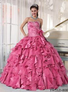 Popular Sweetheart Beaded Quinceanera Dress with Ruffled Layers for Cheap