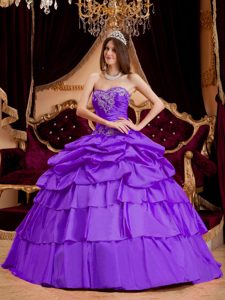 Lavender Ball Gown Taffeta Sweet Sixteen Dress with Sweetheart