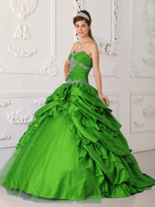 Taffeta and Tulle Sweet 16 Dress with Appliques for Wholesale Price