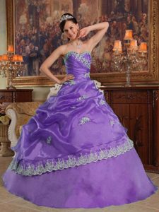 Low Price Sweetheart Organza Sweet 15 Dresses with Appliques