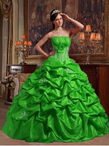 Strapless Low Price Green Ball Gown Quinceanera Dress in Taffeta
