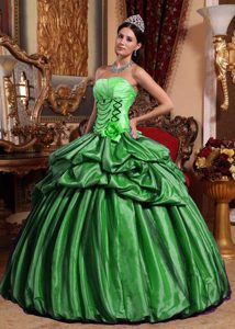 Strapless Taffeta Sweet 16 Dresses with Flowers for Wholesale Price